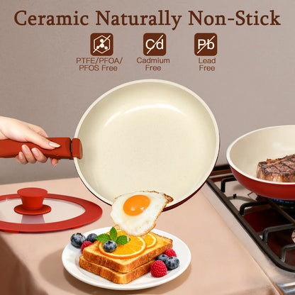 Gipp 5-Piece Induction-Compatible Non-Stick Cookware Set with Detachable Handle, Oven Safe and Perfect for RV Use
