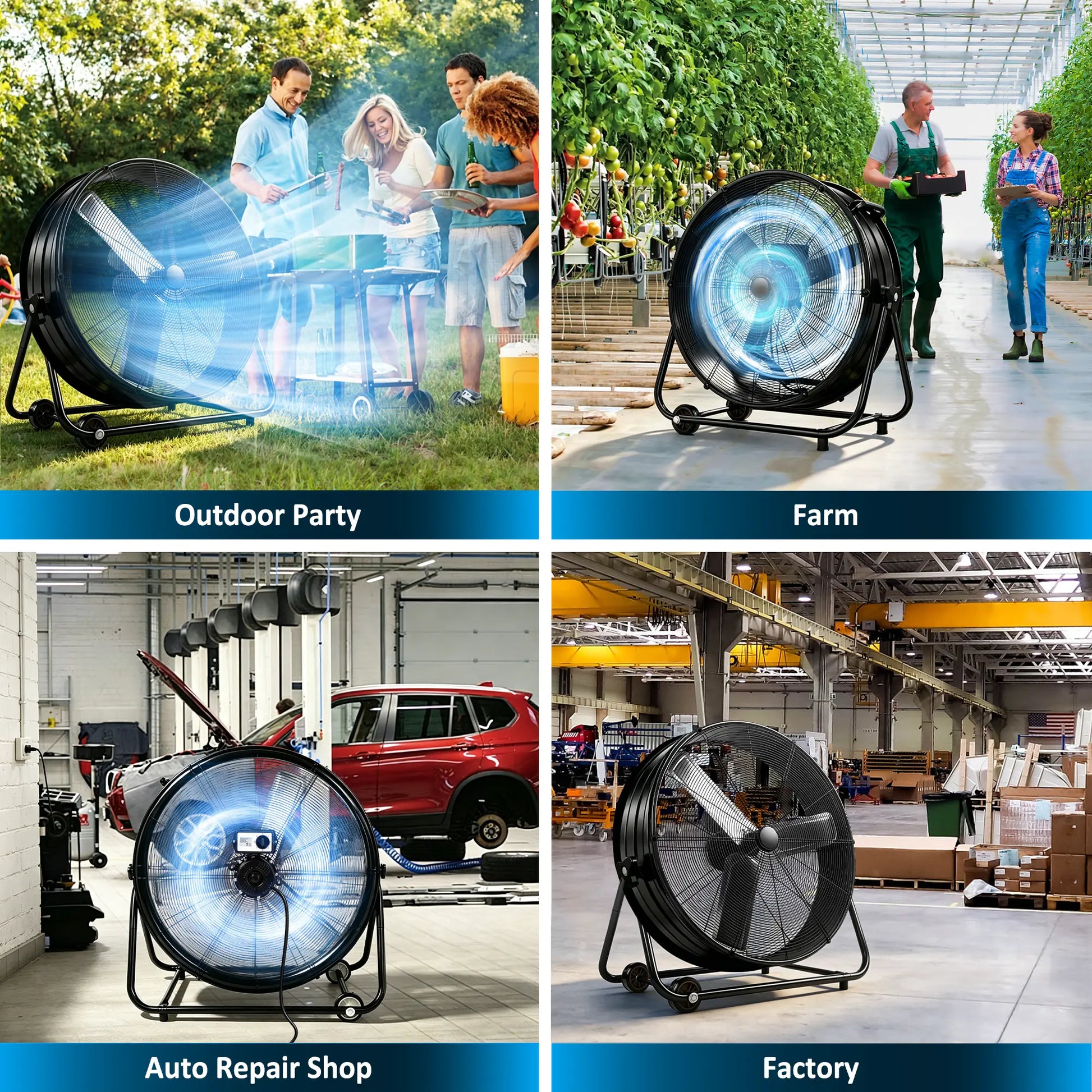 30-Inch High Velocity Industrial Drum Fan, 13,000 CFM 3-Speed Air Circulation for Garage, Warehouse, Workshop, Factory, Basement, and Home Essentials