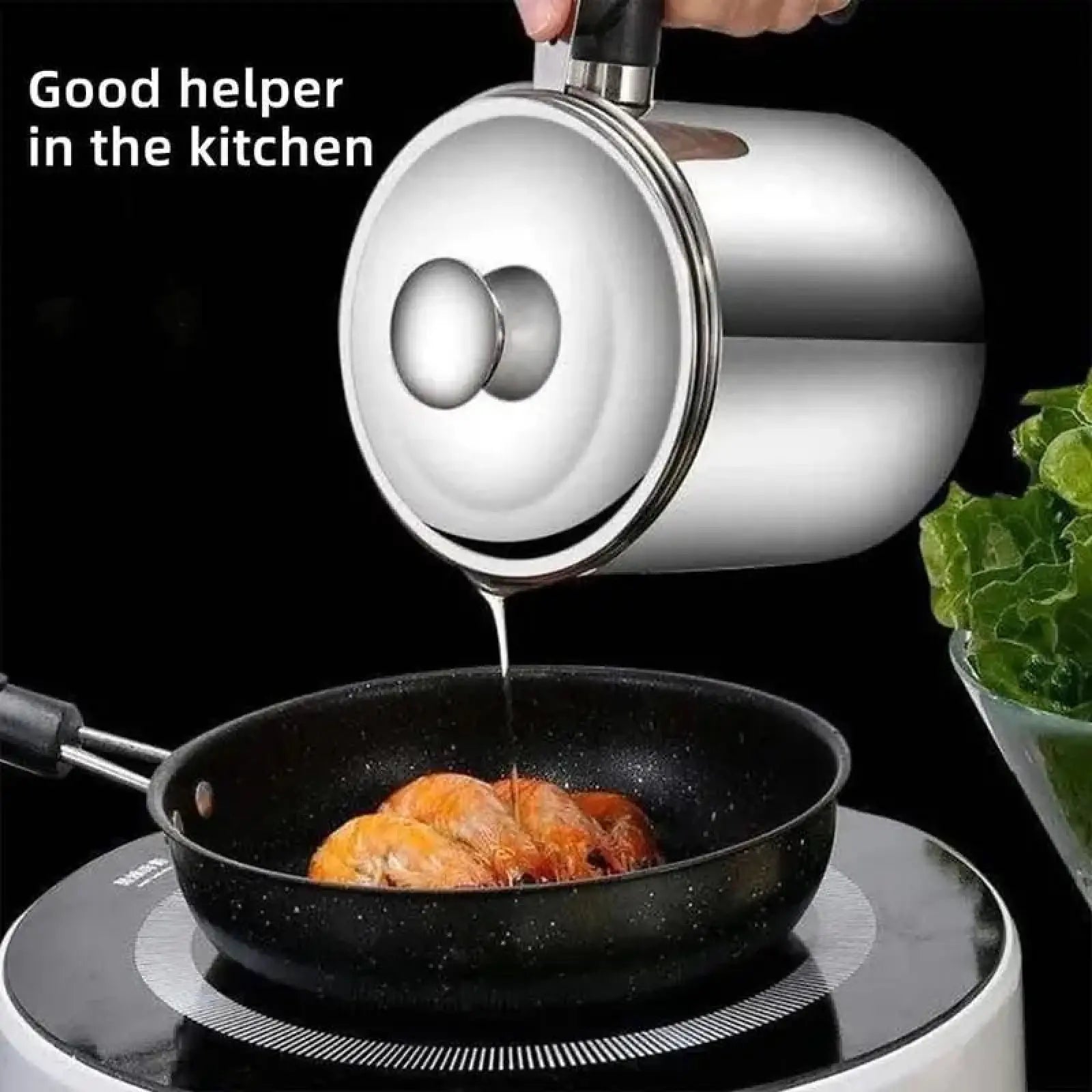 Contemporary Stainless Steel Oil Dispenser with Tray and Lid, Featuring Integrated Filter - Multifunctional Kitchen Oil Container