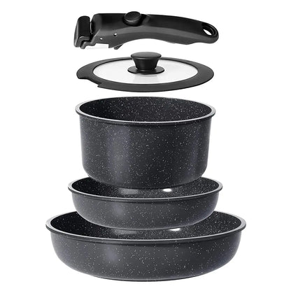 Gipp 5-Piece Induction-Compatible Non-Stick Cookware Set with Detachable Handle, Oven Safe and Perfect for RV Use