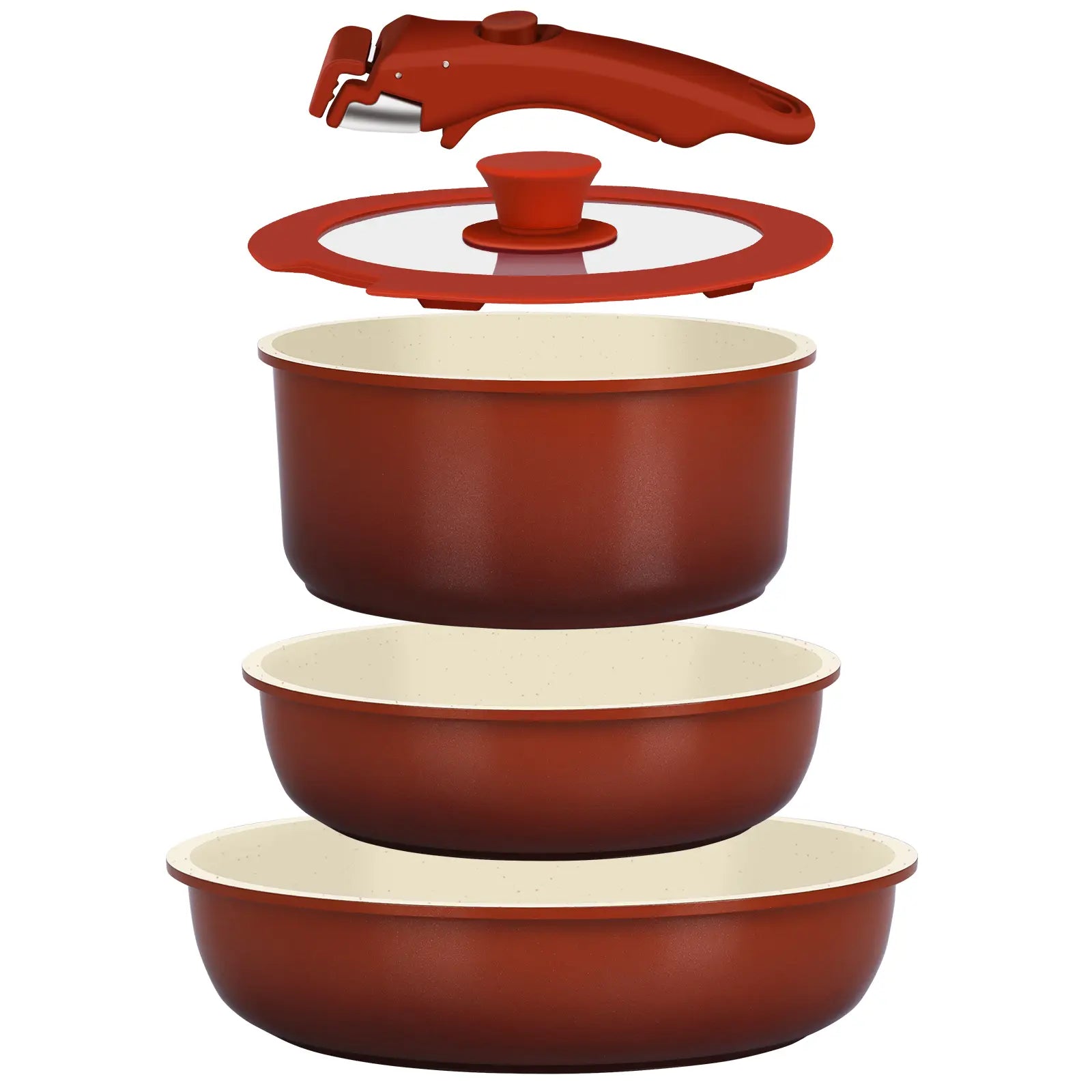 Gipp 5-Piece Induction-Compatible Non-Stick Cookware Set with Detachable Handle, Oven Safe and Perfect for RV Use