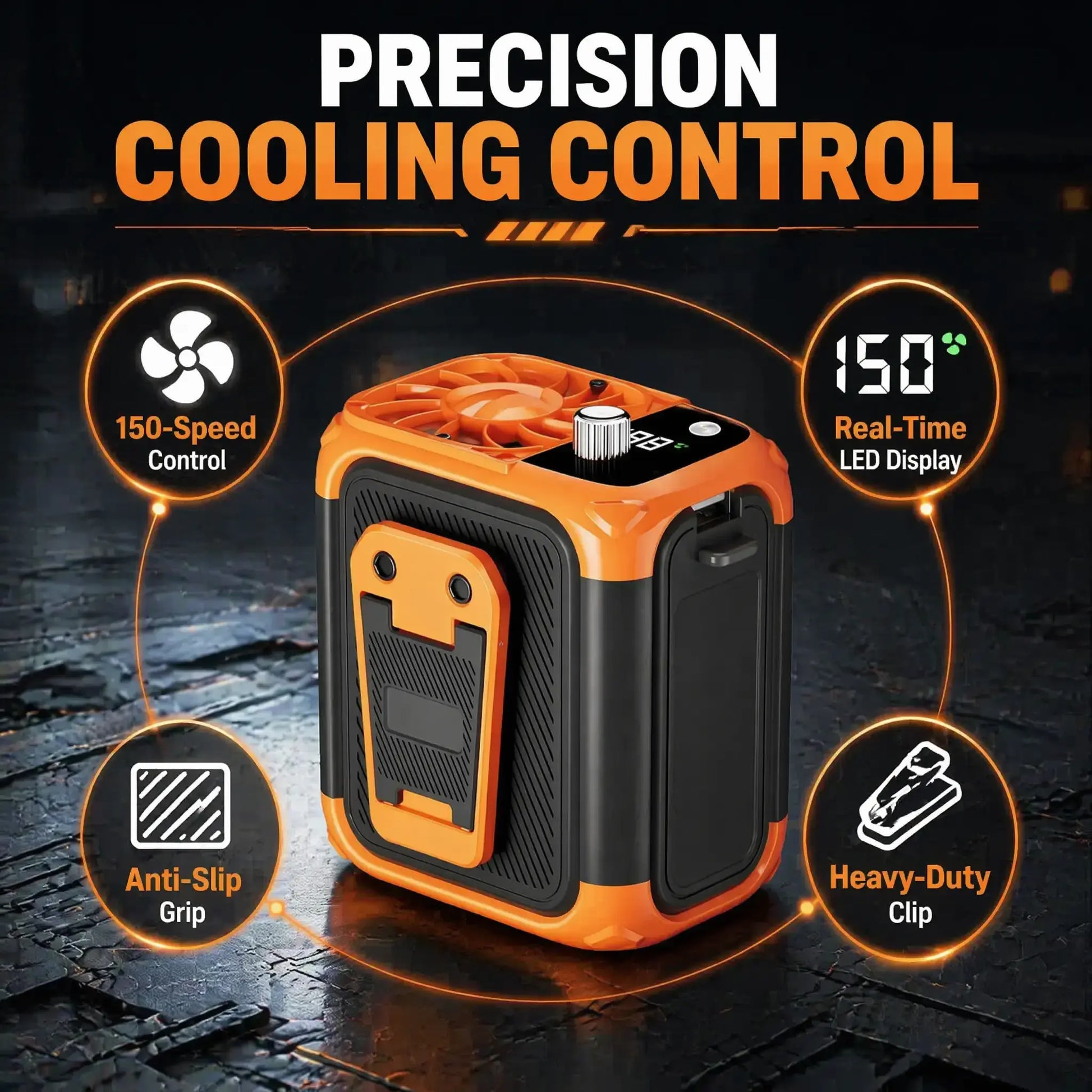 High-Performance Waist-Mounted Fan with 4500mAh Battery, LED Light, and Extended Battery Life for Outdoor and Professional Use