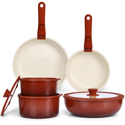 Gipp 5-Piece Induction-Compatible Non-Stick Cookware Set with Detachable Handle, Oven Safe and Perfect for RV Use