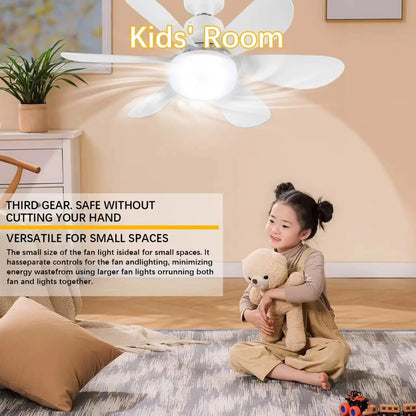 20.5-Inch Dimmable Socket Fan Light with Remote Control for Versatile Indoor Use in Garage, Kitchen, Bedroom, Balcony, Living Room, and Laundry Room