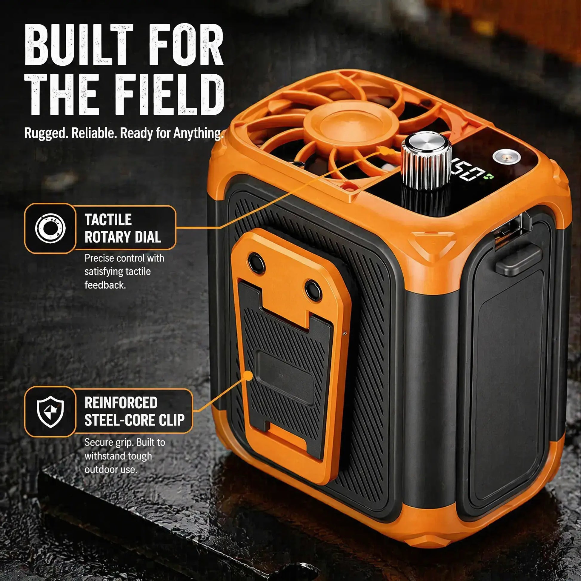 High-Performance Waist-Mounted Fan with 4500mAh Battery, LED Light, and Extended Battery Life for Outdoor and Professional Use