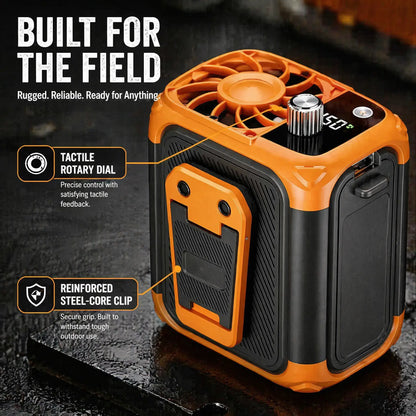 High-Performance Waist-Mounted Fan with 4500mAh Battery, LED Light, and Extended Battery Life for Outdoor and Professional Use