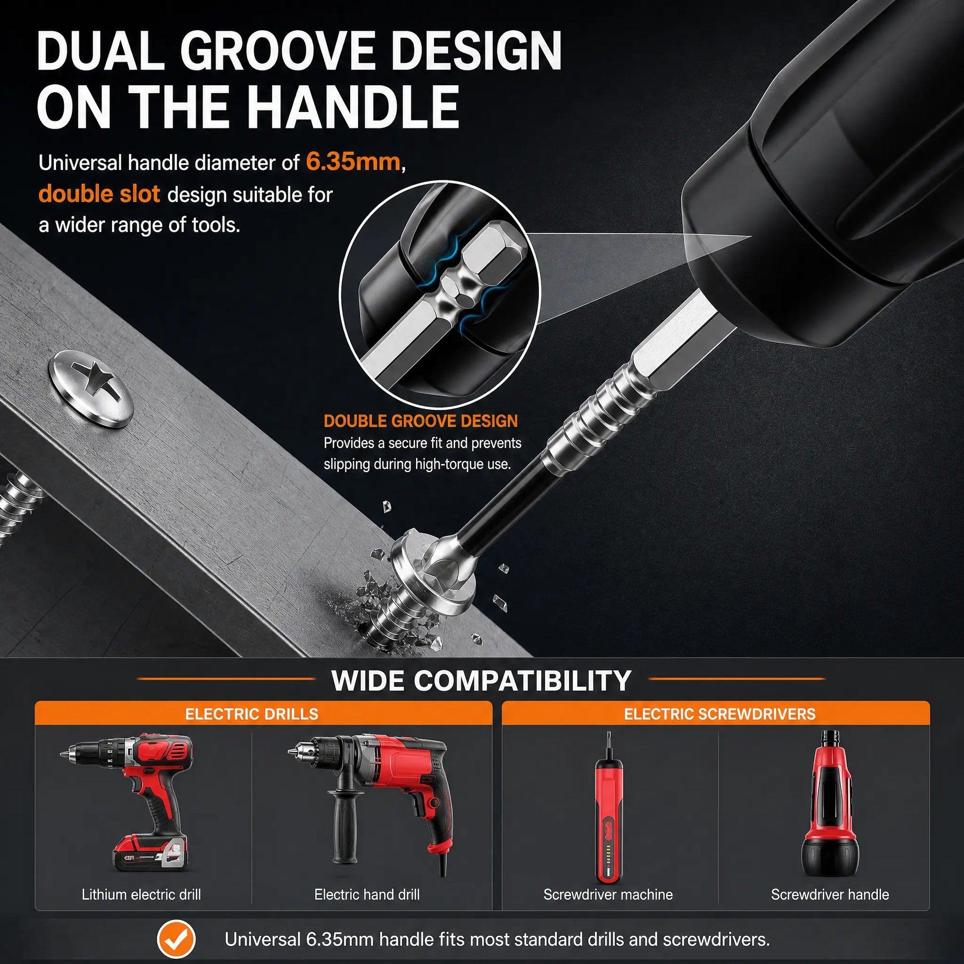 Professional Magnetic Impact Driver Bit Set, S2 Steel Phillips Bits (6/9PCS), 25mm-150mm, 1/4 Inch Hex Shank, Anti-Slip Power Bits for Drills and Electric Screwdrivers