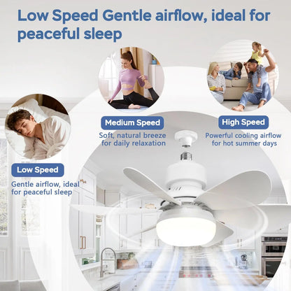 20.5-Inch Dimmable Socket Fan Light with Remote Control for Versatile Indoor Use in Garage, Kitchen, Bedroom, Balcony, Living Room, and Laundry Room