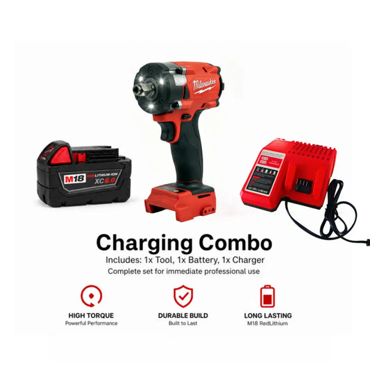 Milwaukee M18 FIW212 18V Cordless Impact Wrench, 1/2" Square Drive, 300Nm Torque, Adjustable No-Load Variable Speed, and Variable IPM for Mechanical Repair and Steel Fastening
