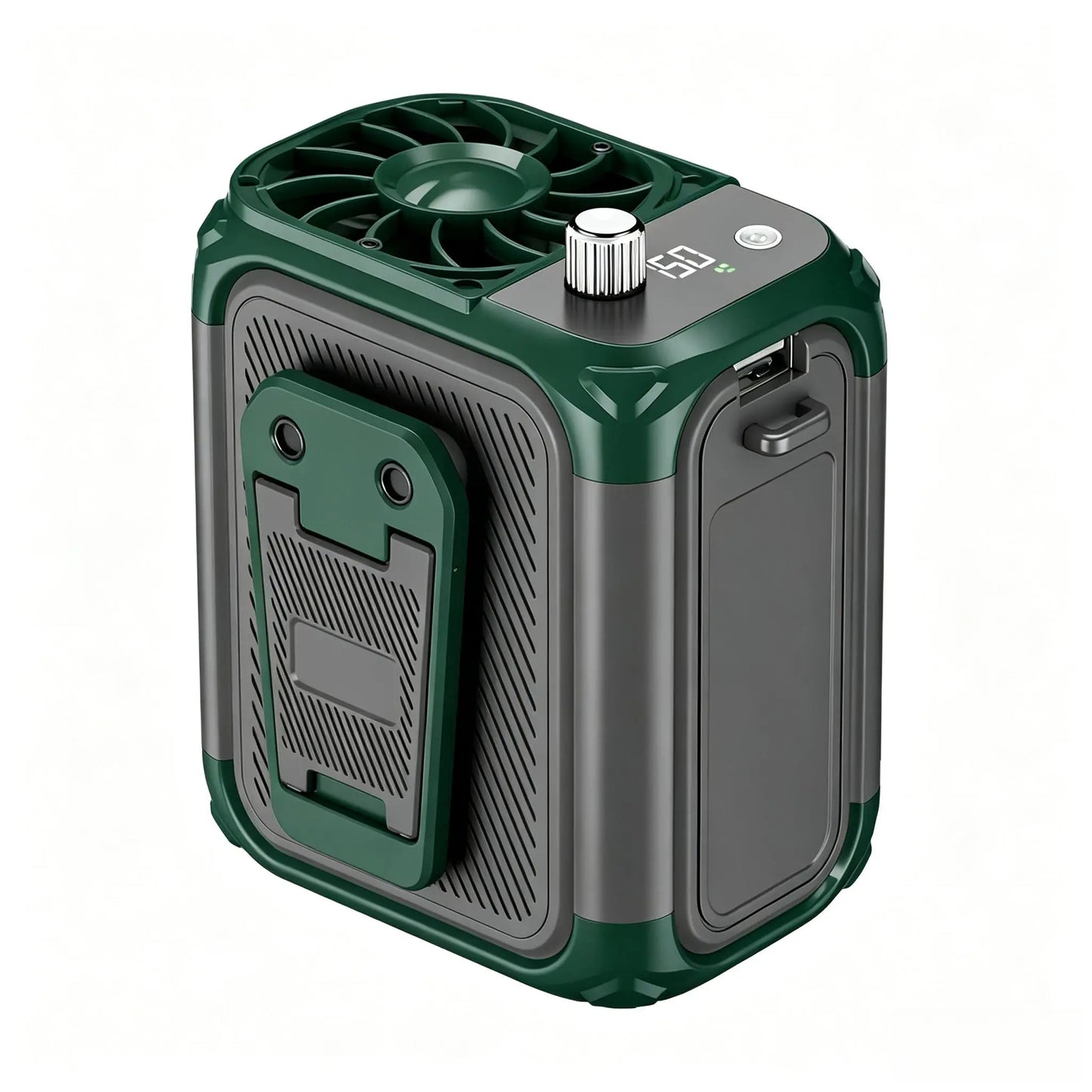 High-Performance Waist-Mounted Fan with 4500mAh Battery, LED Light, and Extended Battery Life for Outdoor and Professional Use