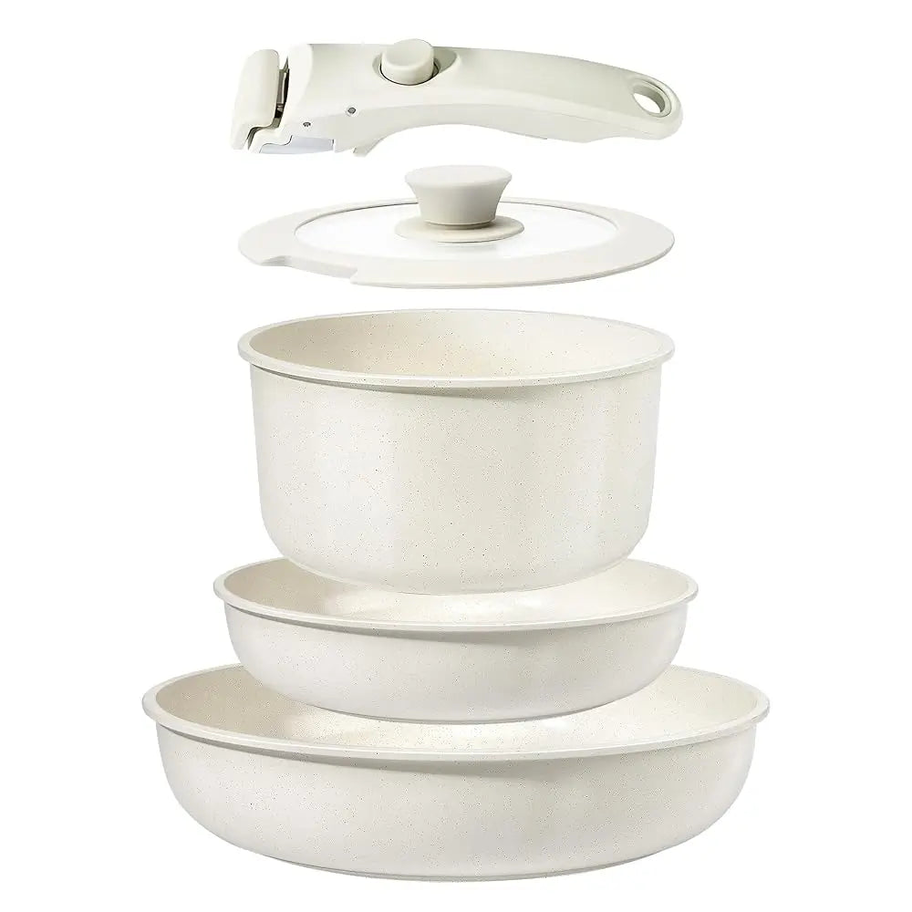 Gipp 5-Piece Induction-Compatible Non-Stick Cookware Set with Detachable Handle, Oven Safe and Perfect for RV Use