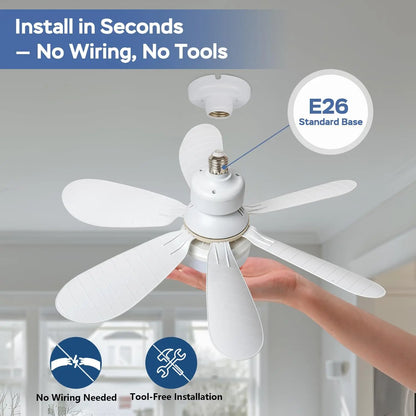 20.5-Inch Dimmable Socket Fan Light with Remote Control for Versatile Indoor Use in Garage, Kitchen, Bedroom, Balcony, Living Room, and Laundry Room