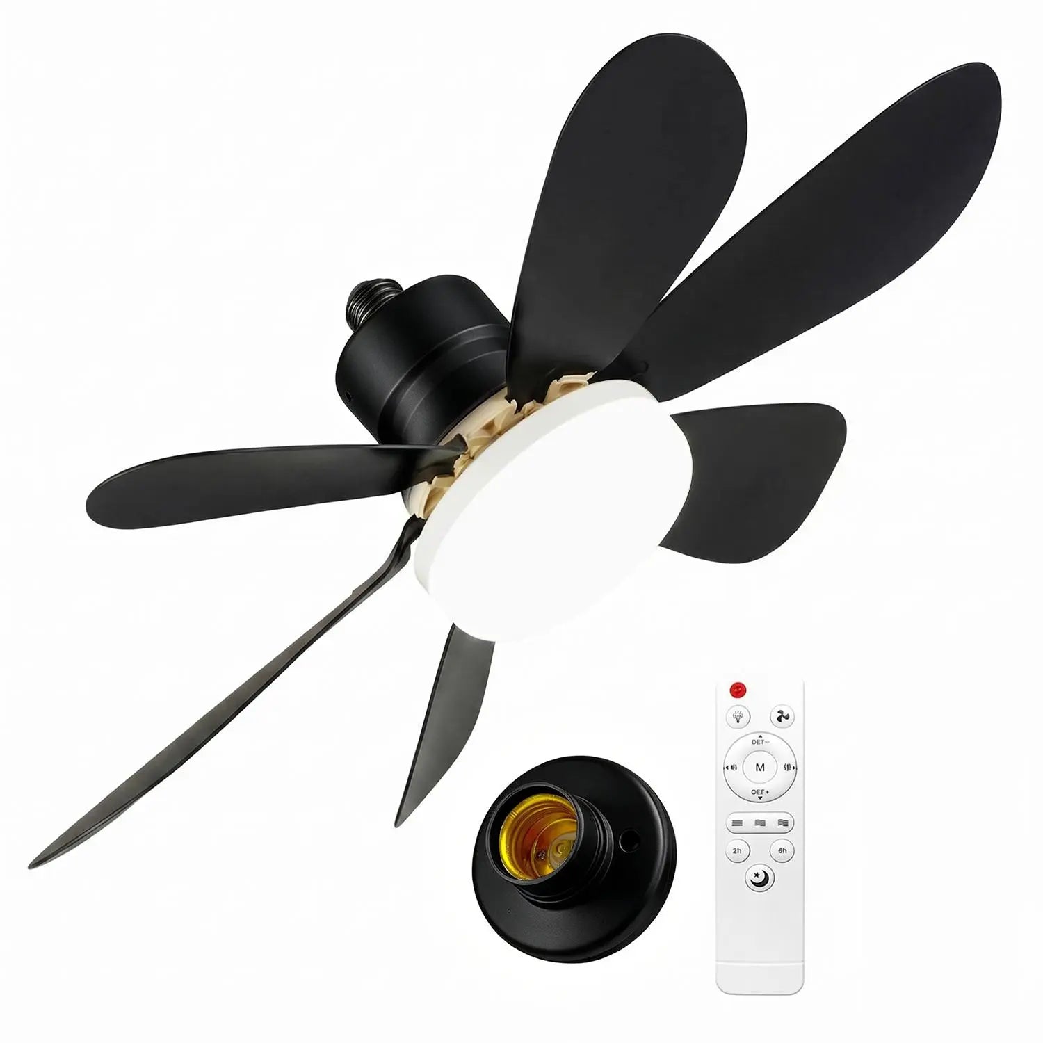 20.5-Inch Dimmable Socket Fan Light with Remote Control for Versatile Indoor Use in Garage, Kitchen, Bedroom, Balcony, Living Room, and Laundry Room