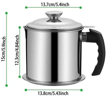 Contemporary Stainless Steel Oil Dispenser with Tray and Lid, Featuring Integrated Filter - Multifunctional Kitchen Oil Container